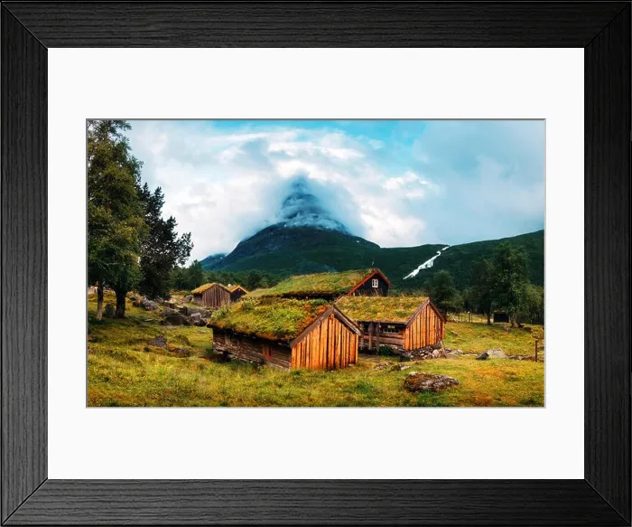 Framed Print : Norwegian grass roof old house Framed Print : Norwegian grass roof old house