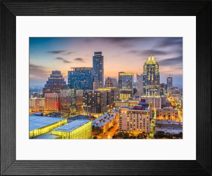 Framed Print : Austin, Texas, USA downtown cityscape at dusk Framed Print : Austin, Texas, USA downtown cityscape at dusk