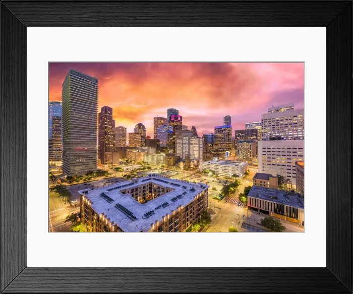 Framed Print : Houston, Texas, USA downtown cityscape at dusk Framed Print : Houston, Texas, USA downtown cityscape at dusk