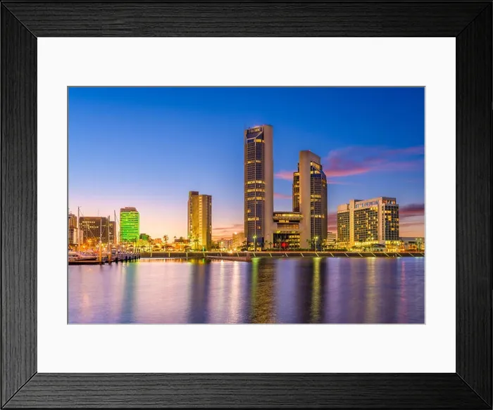 Framed Print : Corpus Christi, Texas, USA skyline on the bay