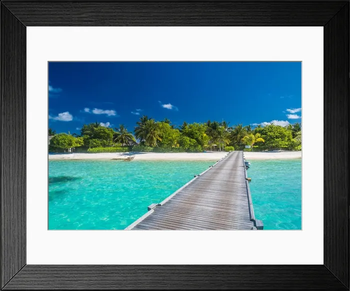 Framed Print : Beautiful tropical Maldives island with beach, sea, and coconut palm tree on blue sky for nature holiday vacation background concept, Boost up color Framed Print : Beautiful tropical Maldives island with beach, sea, and coconut palm tree on blue sky for nature holiday vacation background concept, Boost up color