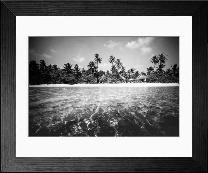 Framed Print : Black and white image of tropical beach. Dramatic process of tropical landscape Framed Print : Black and white image of tropical beach. Dramatic process of tropical landscape