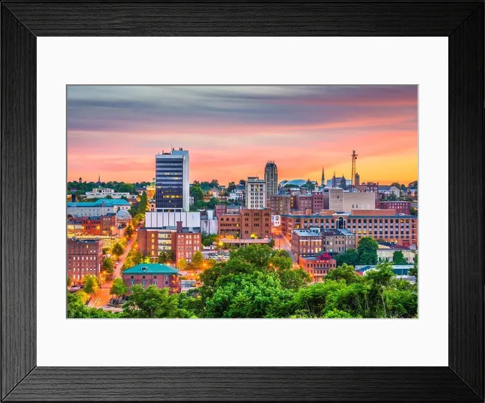 Framed Print : Lynchburg, Virginia, USA downtown city skyline at dusk Framed Print : Lynchburg, Virginia, USA downtown city skyline at dusk