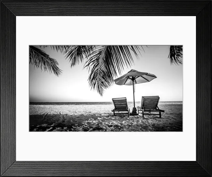 Framed Print : Black and white image of tropical beach. Dramatic process of tropical landscape Framed Print : Black and white image of tropical beach. Dramatic process of tropical landscape