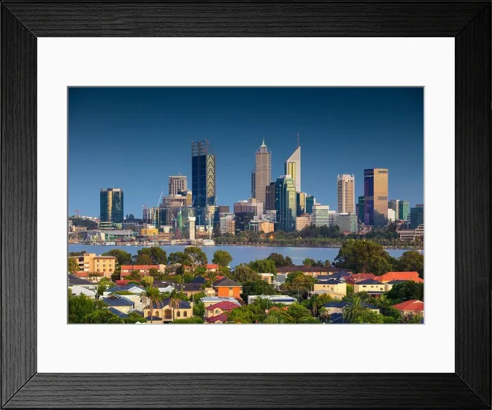 Framed Print : Perth. Cityscape image of Perth skyline, Australia during during sunrise taken from South Perth Framed Print : Perth. Cityscape image of Perth skyline, Australia during during sunrise taken from South Perth
