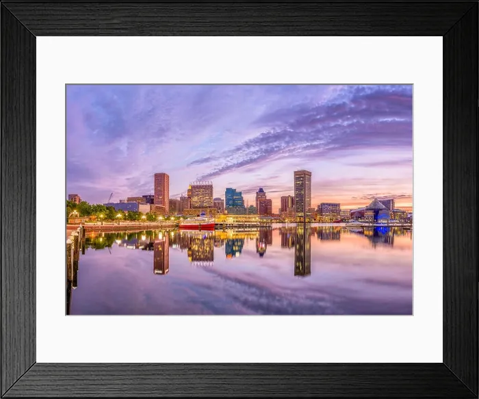 Framed Print : Baltimore, Maryland, USA Skyline on the Inner Harbor at dusk Framed Print : Baltimore, Maryland, USA Skyline on the Inner Harbor at dusk