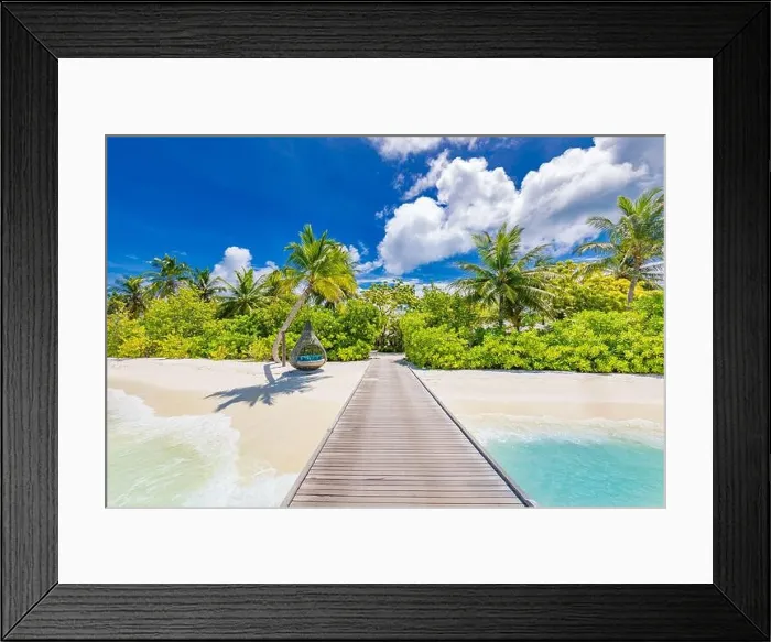 Framed Print : Luxury tropical beach landscape for background or wallpaper. Design of tourism for summer vacation holiday destination concept. Amazing island tourism