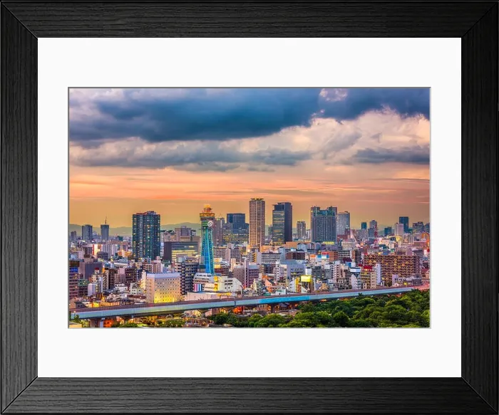 Framed Print : Osaka, Japan skyline at twilight Framed Print : Osaka, Japan skyline at twilight