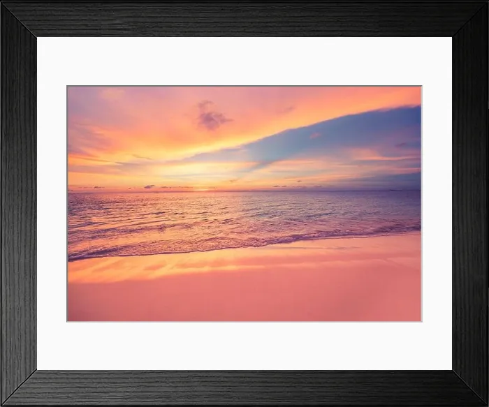 Framed Print : Sea ocean beach sunset sunrise landscape outdoor. Water wave with white foam. Beautiful sunset colorful sky with clouds. Natural island, sun rays Framed Print : Sea ocean beach sunset sunrise landscape outdoor. Water wave with white foam. Beautiful sunset colorful sky with clouds. Natural island, sun rays