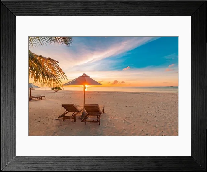 Framed Print : Amazing beach. Chairs on the sandy beach sea. Luxury summer holiday and vacation resort hotel for tourism. Inspirational tropical landscape. Tranquil Framed Print : Amazing beach. Chairs on the sandy beach sea. Luxury summer holiday and vacation resort hotel for tourism. Inspirational tropical landscape. Tranquil