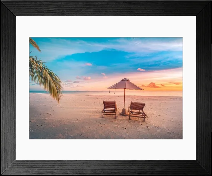 Framed Print : Amazing beach. Chairs on the sandy beach sea. Luxury summer holiday and vacation resort hotel for tourism. Inspirational tropical landscape. Tranquil Framed Print : Amazing beach. Chairs on the sandy beach sea. Luxury summer holiday and vacation resort hotel for tourism. Inspirational tropical landscape. Tranquil