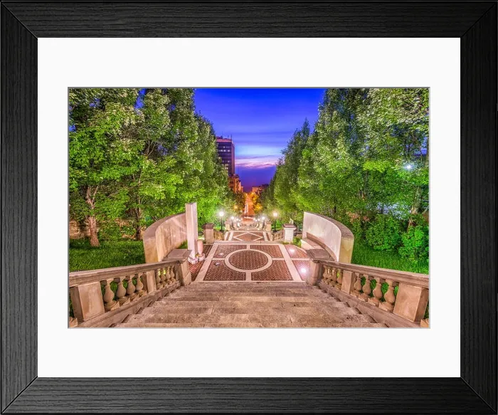 Framed Print : Lynchburg, Virginia, USA at Monument Terrace steps at night Framed Print : Lynchburg, Virginia, USA at Monument Terrace steps at night