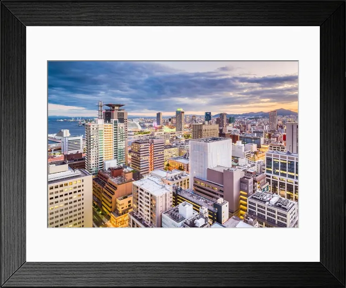 Framed Print : Kobe, Japan cityscape over Motomachi towards the port Framed Print : Kobe, Japan cityscape over Motomachi towards the port
