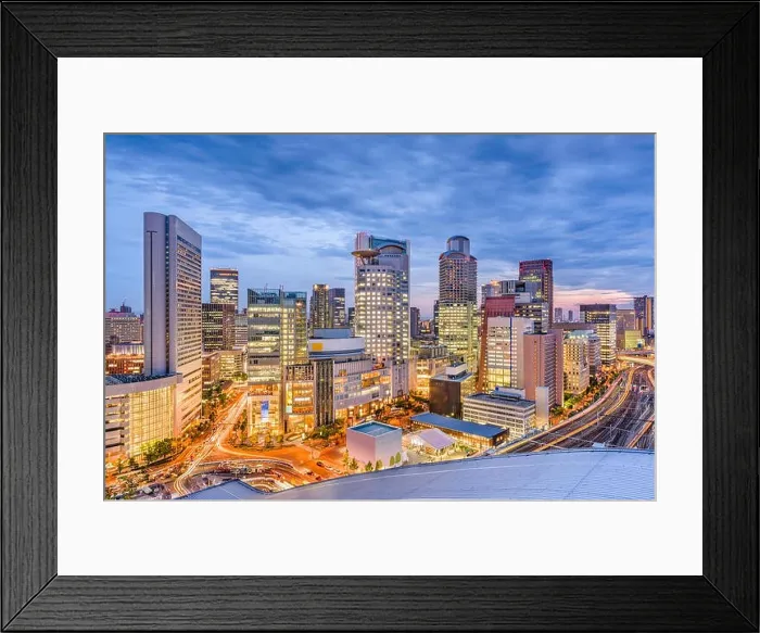 Framed Print : Osaka, Japan skyline over Umeda District Framed Print : Osaka, Japan skyline over Umeda District