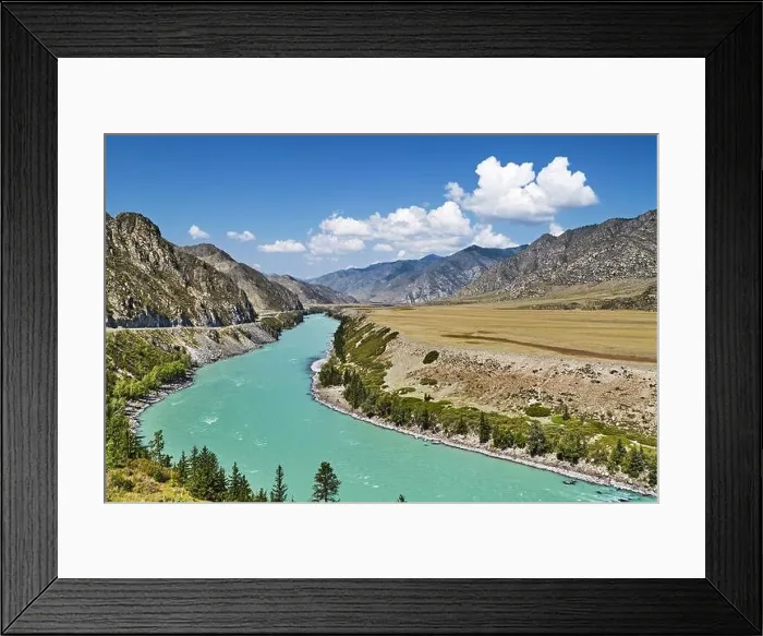Framed Print : Katun River along the Chuysky Trakt road in the Altai Mountains Framed Print : Katun River along the Chuysky Trakt road in the Altai Mountains