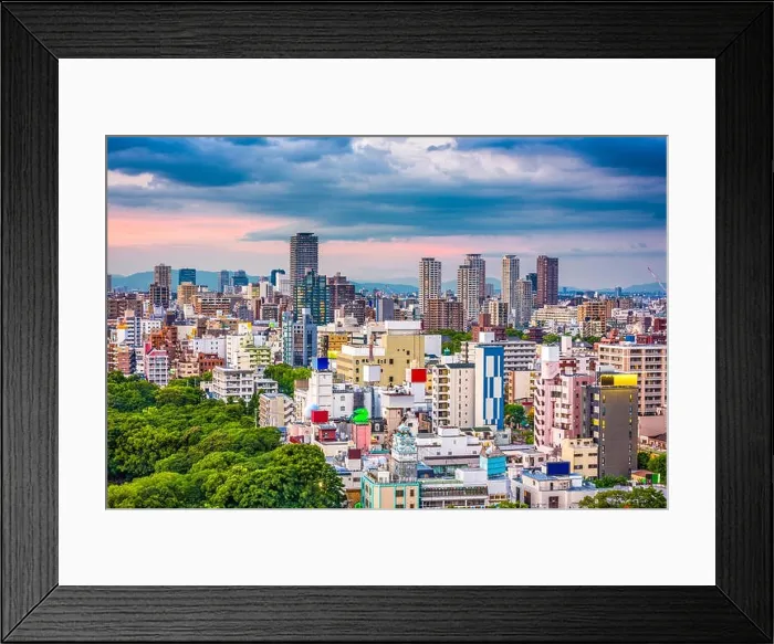 Framed Print : Osaka, Japan cityscape over Tennoji Ward at twilight Framed Print : Osaka, Japan cityscape over Tennoji Ward at twilight