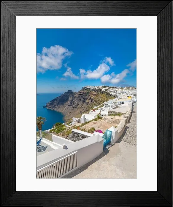 Framed Print : White architecture on Santorini island, Greece. Beautiful landscape, sea view. Luxury summer travel background, romantic vacation, amazing scenery Framed Print : White architecture on Santorini island, Greece. Beautiful landscape, sea view. Luxury summer travel background, romantic vacation, amazing scenery