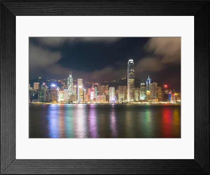 Framed Print : Night view of Victoria Harbour in Hong Kong. Asia Framed Print : Night view of Victoria Harbour in Hong Kong. Asia