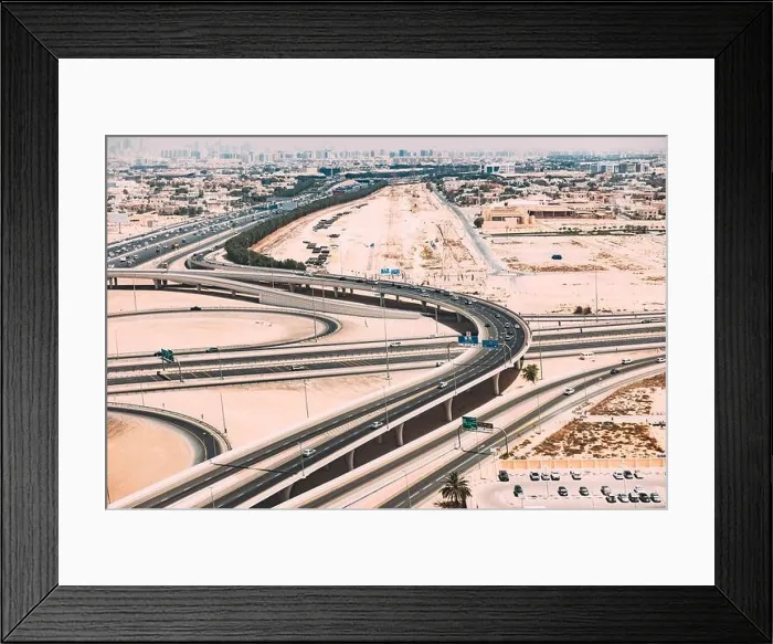 Framed Print : Aerial View Of Cityscape Of Dubai From Window Of Plane. Aerial View Of Skyline Dubai Cityscape. United Arab Emirates Framed Print : Aerial View Of Cityscape Of Dubai From Window Of Plane. Aerial View Of Skyline Dubai Cityscape. United Arab Emirates