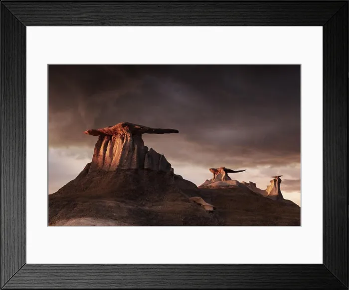 Framed Print : Stone Wings, bizarre rock formations in Bisti Badlands, New Mexico, USA Framed Print : Stone Wings, bizarre rock formations in Bisti Badlands, New Mexico, USA