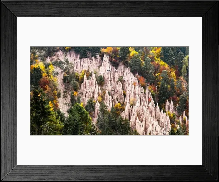 Framed Print : Picturesque view on natural earth pyramids in autumn season. Renon, Ritten, Dolomites, South Tyrol, Italy Framed Print : Picturesque view on natural earth pyramids in autumn season. Renon, Ritten, Dolomites, South Tyrol, Italy