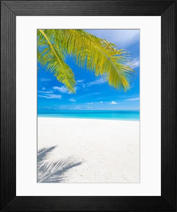 Framed Print : Vertical wide paradise beach panorama background with coco palms. Sunny summer scenery, beach landscape, paradise island concept Framed Print : Vertical wide paradise beach panorama background with coco palms. Sunny summer scenery, beach landscape, paradise island concept
