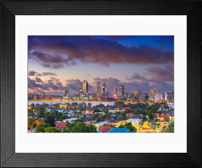 Framed Print : Perth. Aerial cityscape image of Perth skyline, Australia during dramatic sunset Framed Print : Perth. Aerial cityscape image of Perth skyline, Australia during dramatic sunset