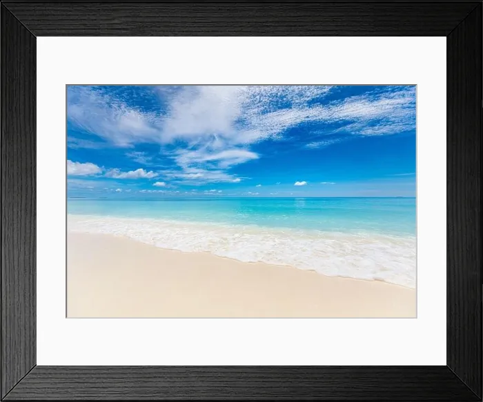 Framed Print : Sea sand sky concept. Tropical island paradise, beach view with endless sea horizon. Tranquil relaxing peaceful nature landscape, waves splashing surf Framed Print : Sea sand sky concept. Tropical island paradise, beach view with endless sea horizon. Tranquil relaxing peaceful nature landscape, waves splashing surf
