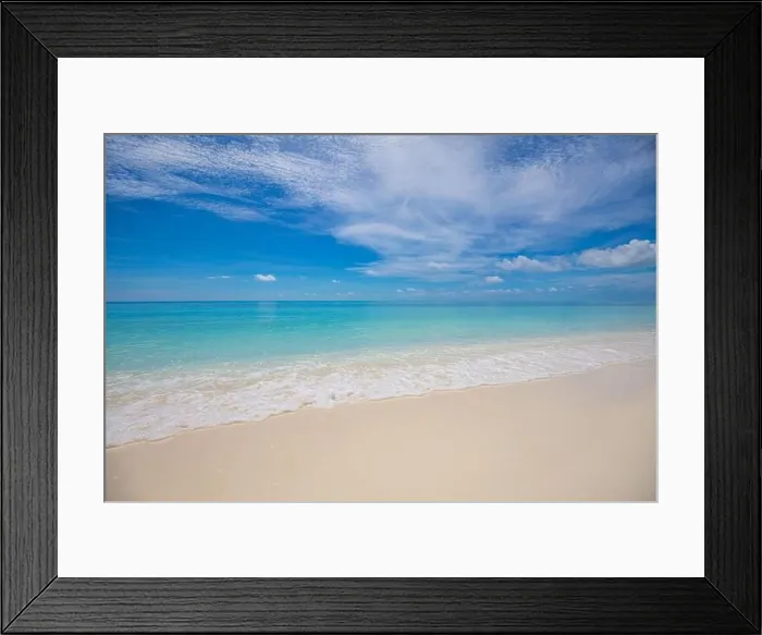 Framed Print : Sea sand sky concept. Tropical island paradise, beach view with endless sea horizon. Tranquil relaxing peaceful nature landscape, waves splashing surf Framed Print : Sea sand sky concept. Tropical island paradise, beach view with endless sea horizon. Tranquil relaxing peaceful nature landscape, waves splashing surf