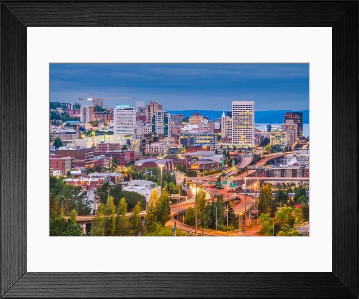 Framed Print : Tacoma, Washington, USA skyline at night Framed Print : Tacoma, Washington, USA skyline at night