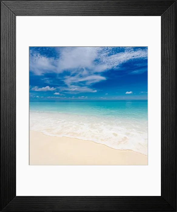 Framed Print : Sea sand sky concept. Tropical island paradise, beach view with endless sea horizon. Tranquil relaxing peaceful nature landscape, waves splashing surf Framed Print : Sea sand sky concept. Tropical island paradise, beach view with endless sea horizon. Tranquil relaxing peaceful nature landscape, waves splashing surf