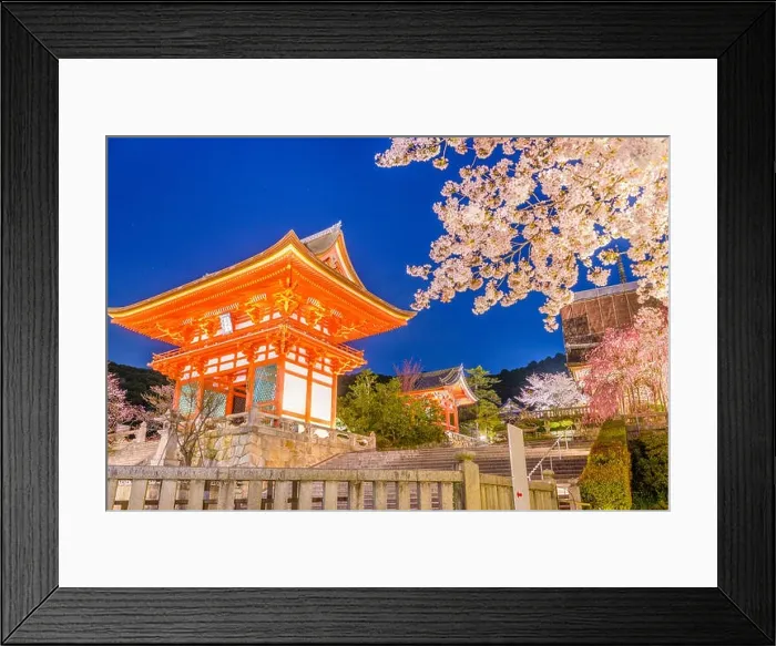 Framed Print : Kyoto, Japan at Kiyomizu-dera Temples Niomon gate during spring season. (signs read: Niomon Gate') Framed Print : Kyoto, Japan at Kiyomizu-dera Temples Niomon gate during spring season. (signs read: Niomon Gate')