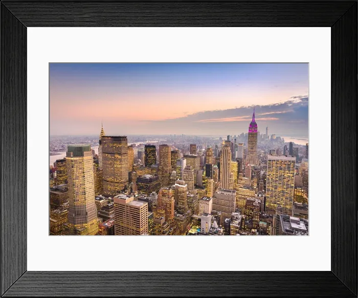 Framed Print : New York, New York, USA downtown skyline over manhattan at dusk Framed Print : New York, New York, USA downtown skyline over manhattan at dusk