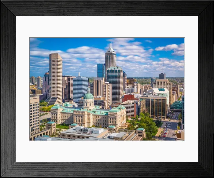 Framed Print : Indianapolis, Indiana, USA downtown city skyline with the State House at dusk Framed Print : Indianapolis, Indiana, USA downtown city skyline with the State House at dusk