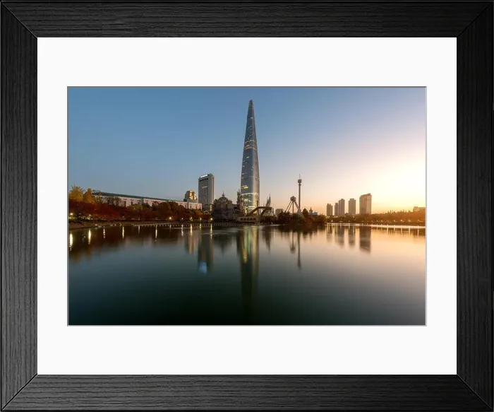 Framed Print : Autumn landscape at lotte world in morning in Seoul city, South Korea Framed Print : Autumn landscape at lotte world in morning in Seoul city, South Korea