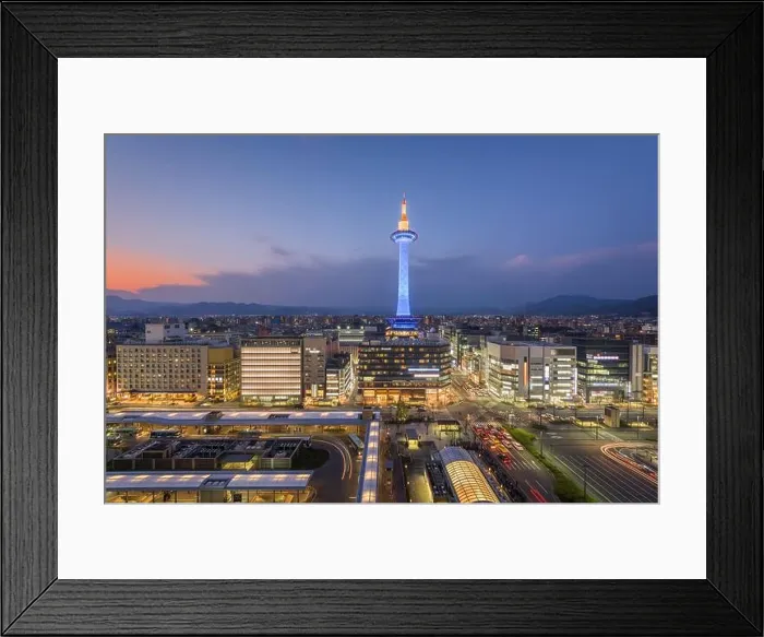 Framed Print : Kyoto, Japan cityscape at Kyoto Tower at dusk Framed Print : Kyoto, Japan cityscape at Kyoto Tower at dusk