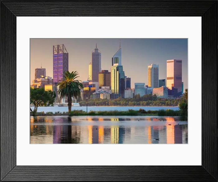 Framed Print : Perth. Cityscape image of Perth skyline, Australia during sunset Framed Print : Perth. Cityscape image of Perth skyline, Australia during sunset