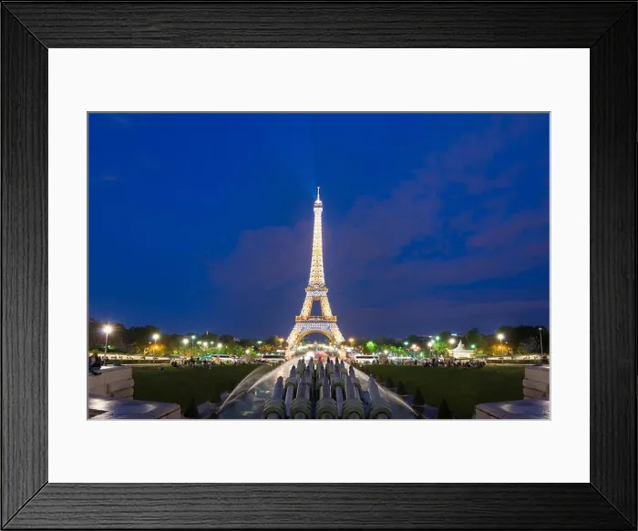 Framed Print : PARIS, FRANCE - May 8, 2016: Tourist sightseeing beautiful night scene of illuminated Eiffel Tower at dusk, Paris, France Framed Print : PARIS, FRANCE - May 8, 2016: Tourist sightseeing beautiful night scene of illuminated Eiffel Tower at dusk, Paris, France