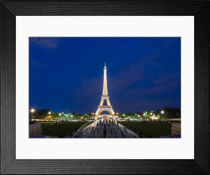 Framed Print : PARIS, FRANCE - May 8, 2016: Tourist sightseeing beautiful night scene of illuminated Eiffel Tower at dusk, Paris, France Framed Print : PARIS, FRANCE - May 8, 2016: Tourist sightseeing beautiful night scene of illuminated Eiffel Tower at dusk, Paris, France