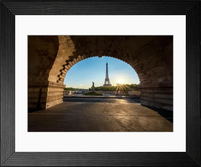 Framed Print : Sunrise in Eiffel Tower in Paris, France. Eiffel Tower is famous place in Paris, France Framed Print : Sunrise in Eiffel Tower in Paris, France. Eiffel Tower is famous place in Paris, France
