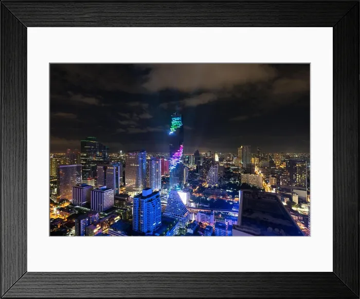 Framed Print : Bangkok night view with skyscraper in business district in Bangkok Thailand Framed Print : Bangkok night view with skyscraper in business district in Bangkok Thailand