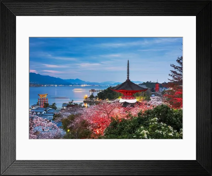 Framed Print : Miyajima Island, Hiroshima, Japan in spring at dusk Framed Print : Miyajima Island, Hiroshima, Japan in spring at dusk