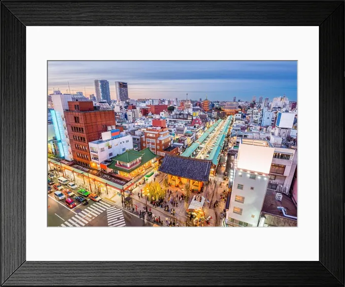 Framed Print : Asakusa, Tokyo, Japan cityscape. (gate reads: Kaminari-mon Gate') Framed Print : Asakusa, Tokyo, Japan cityscape. (gate reads: Kaminari-mon Gate')