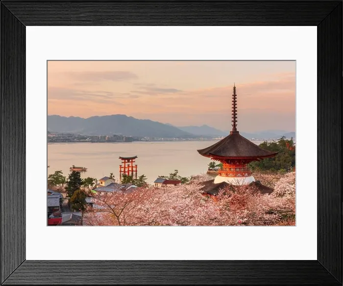 Framed Print : Miyajima Island, Hiroshima, Japan in spring at dusk