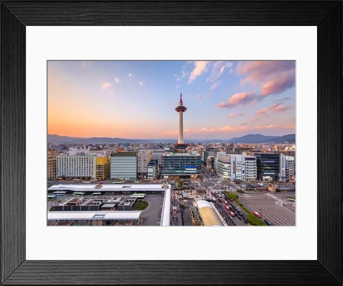 Framed Print : Kyoto, Japan cityscape at Kyoto Tower at dusk Framed Print : Kyoto, Japan cityscape at Kyoto Tower at dusk