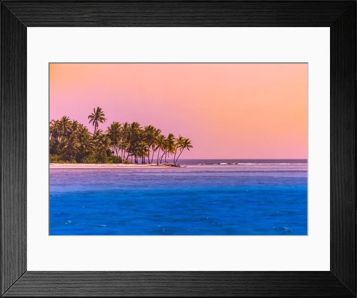 Framed Print : Beautiful palm trees silhouette on sunset tropical beach. Tranquil artistic twilight beach landscape, calmness and inspiration Framed Print : Beautiful palm trees silhouette on sunset tropical beach. Tranquil artistic twilight beach landscape, calmness and inspiration