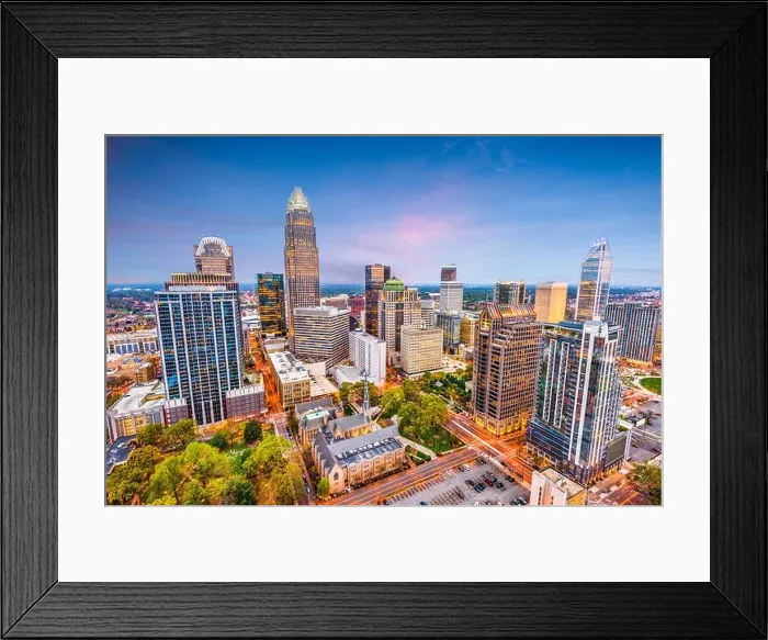 Framed Print : Charlotte, North Carolina, USA uptown cityscape at dusk Framed Print : Charlotte, North Carolina, USA uptown cityscape at dusk