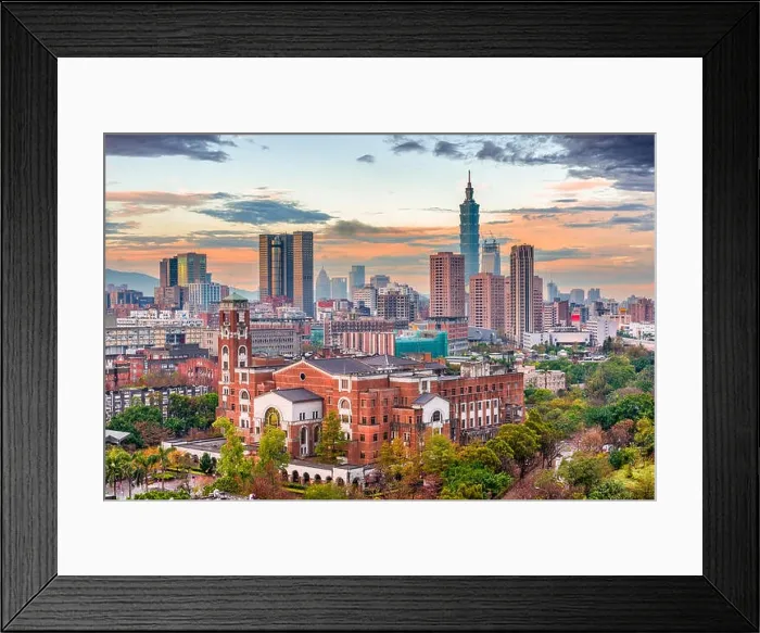 Framed Print : Taipei, Taiwan cityscape and historic library Framed Print : Taipei, Taiwan cityscape and historic library