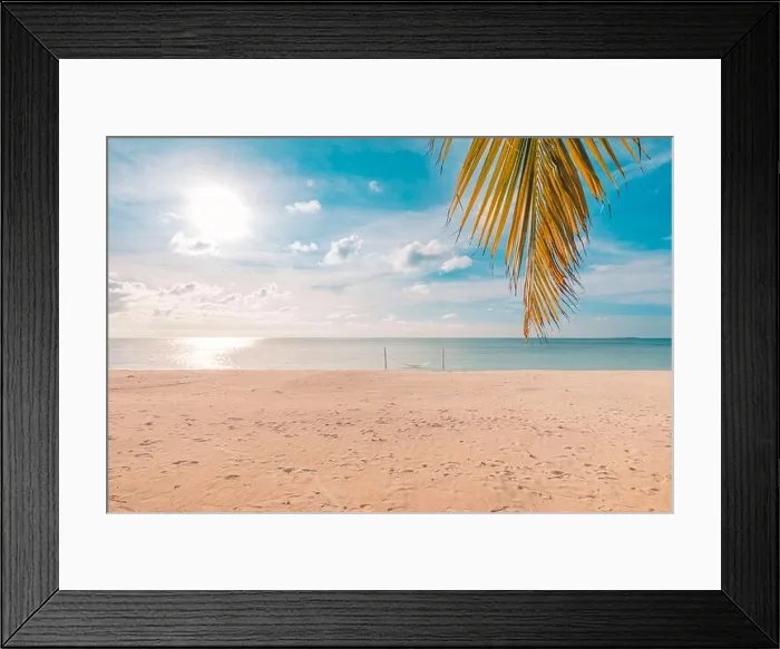 Framed Print : Beautiful sunset over the sea with palm tree leaf on the tropical beach and blue sky for travel in holiday relax time. Summer beach sunset, seaside Framed Print : Beautiful sunset over the sea with palm tree leaf on the tropical beach and blue sky for travel in holiday relax time. Summer beach sunset, seaside