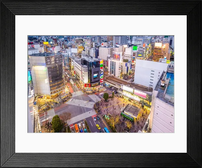 Framed Print : Shibuya, Tokyo, Japan cityscape over the scramble crosswalk Framed Print : Shibuya, Tokyo, Japan cityscape over the scramble crosswalk